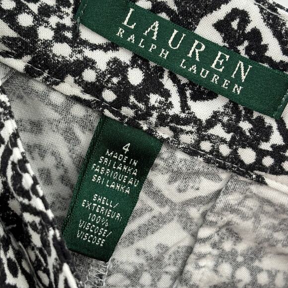 Lauren Ralph Lauren White Floral Black Patterned Tie Ankle Pants - Picture 8 of 9